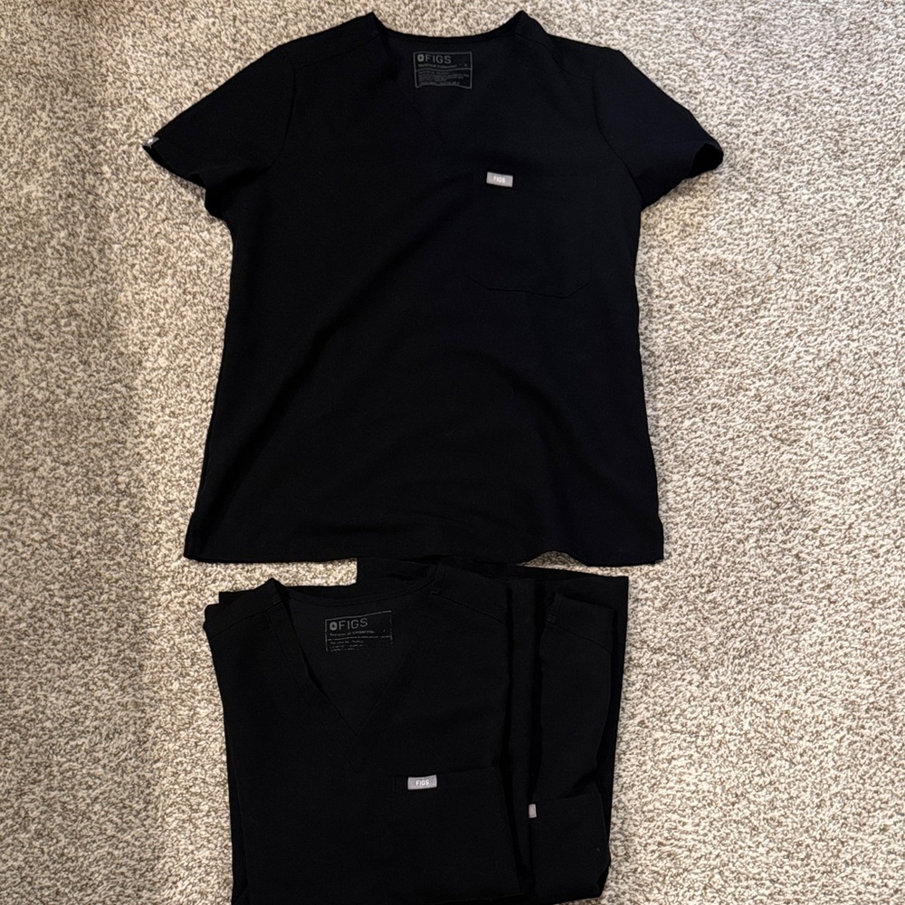 Bundle of 3 Figs Women’s Black Scrub Tops
